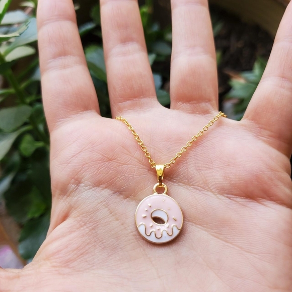 New Dainty Handmade Gold Doughnut Necklace - Picture 3 of 4